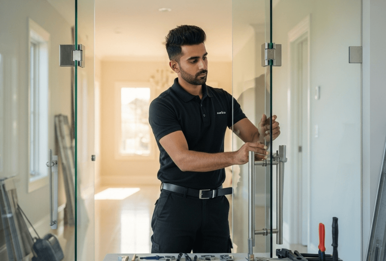 باب زجاجي بإطار ألمنيوم