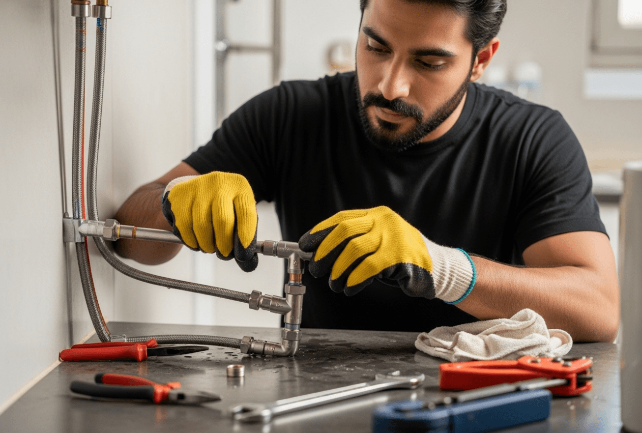 تركيب أنابيب المياه الساخنة أو الباردة
