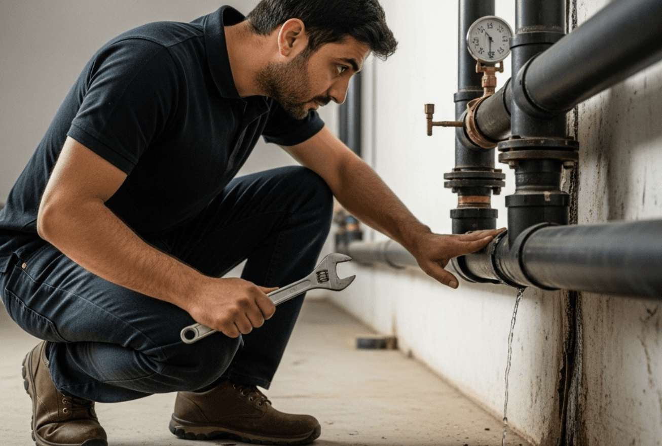 إصلاح تسرب مياه الأنابيب