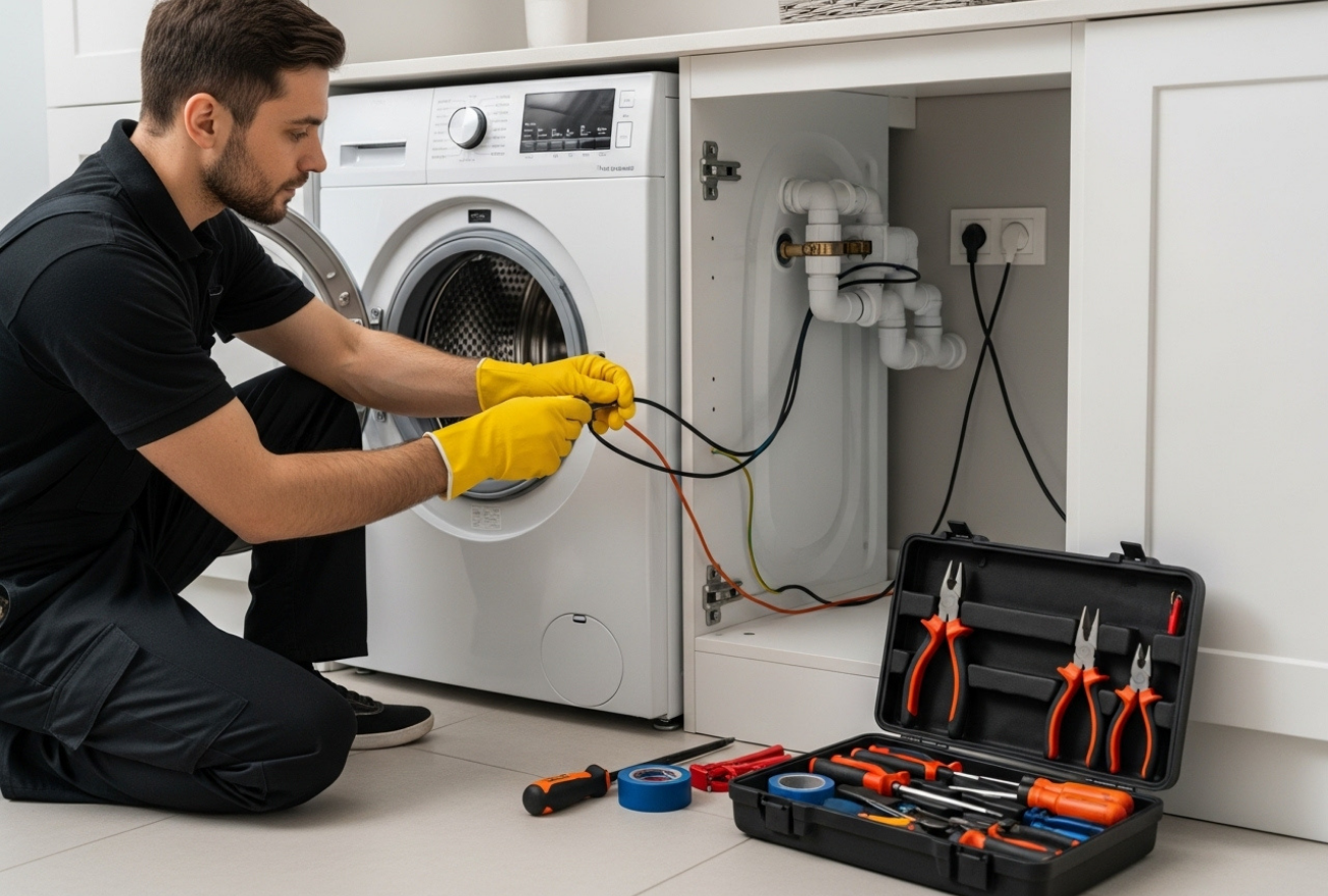 Automatic Washing Machine Installation (With Wiring)